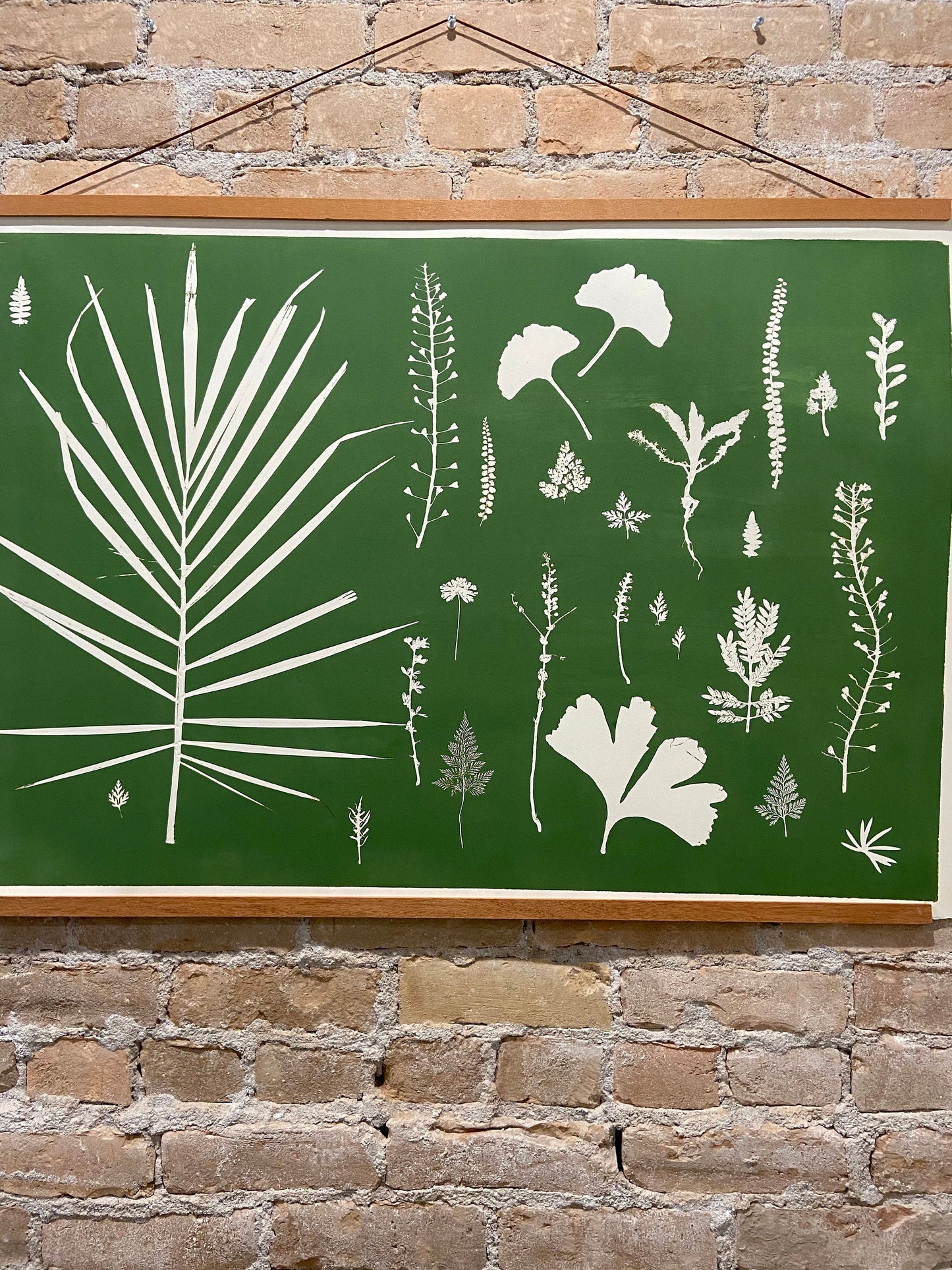 Hand Pressed Botanical Collage Monoprint on Green - giclee print
