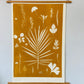 Hand Pressed Botanical Collage Monoprint on Yellow Gold - giclee print