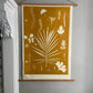 Hand Pressed Botanical Collage Monoprint on Yellow Gold - giclee print