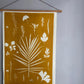 Hand Pressed Botanical Collage Monoprint on Yellow Gold - giclee print lintonart
