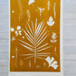 Hand Pressed Botanical Collage Monoprint on Yellow Gold - giclee print