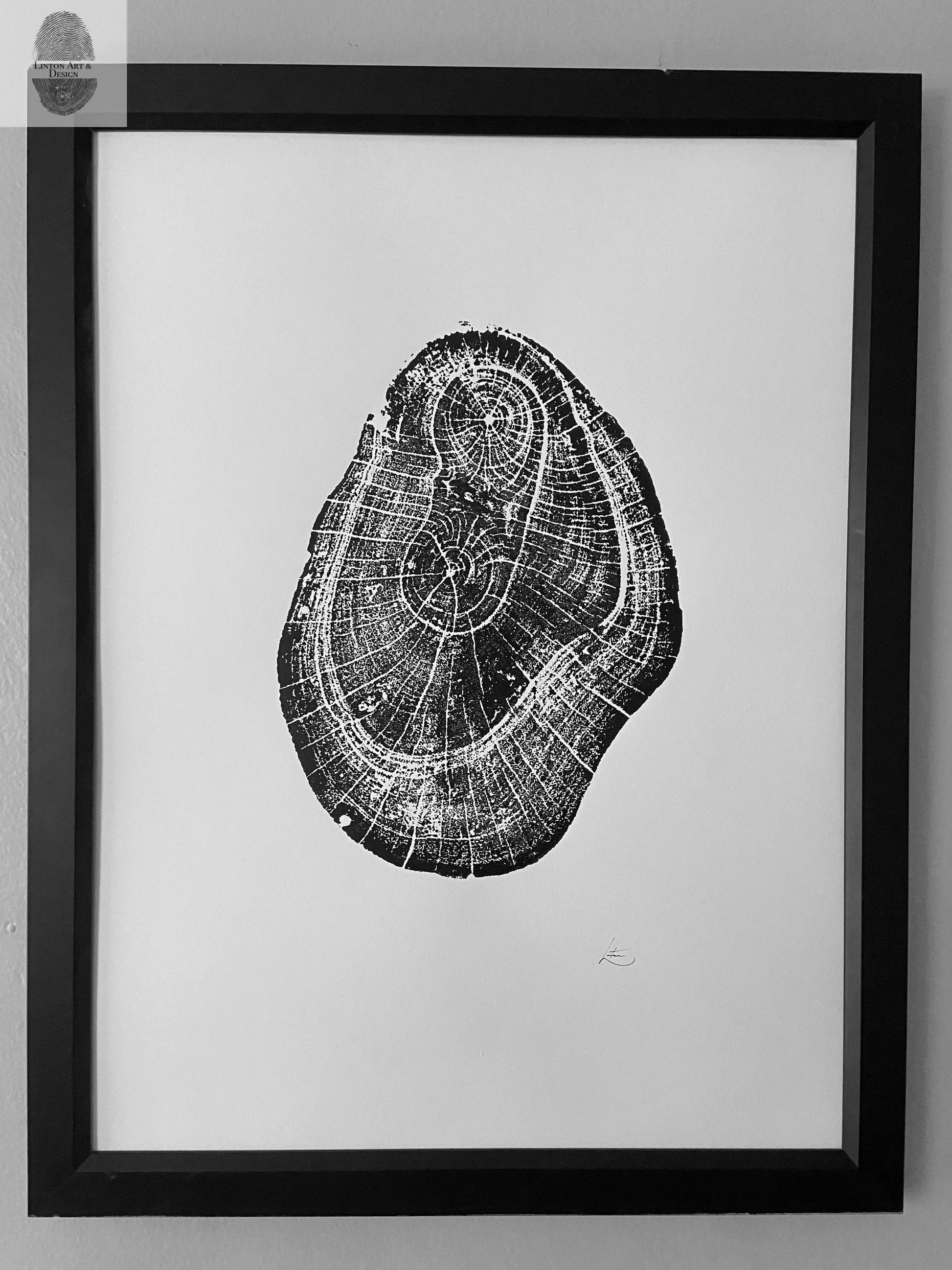 Hawaii Mango Tree, Tree ring print from Hawaii, Tree stump art, 18x24 inch woodcut, handmade by Erik Linton lintonart
