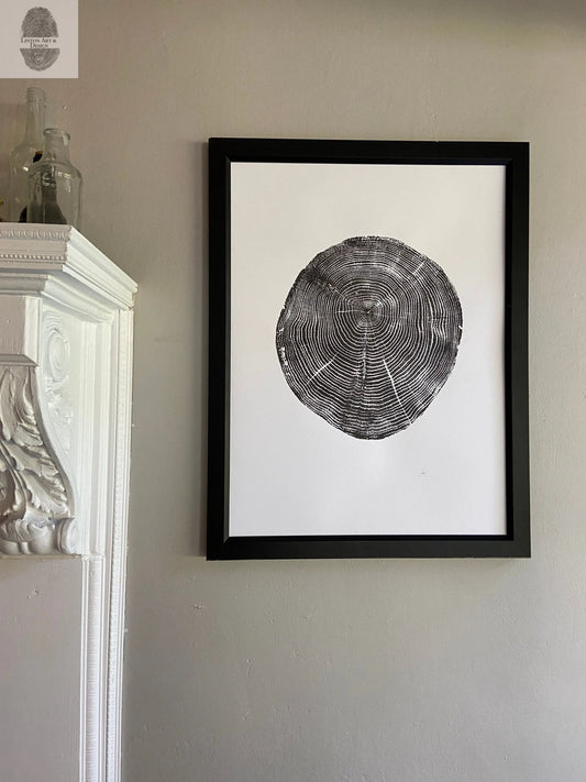 Long Island, NY, Oak tree art, Oak tree ring print, Tree stump art print, Original Woodcut, Woodblock print, Linton Art lintonart
