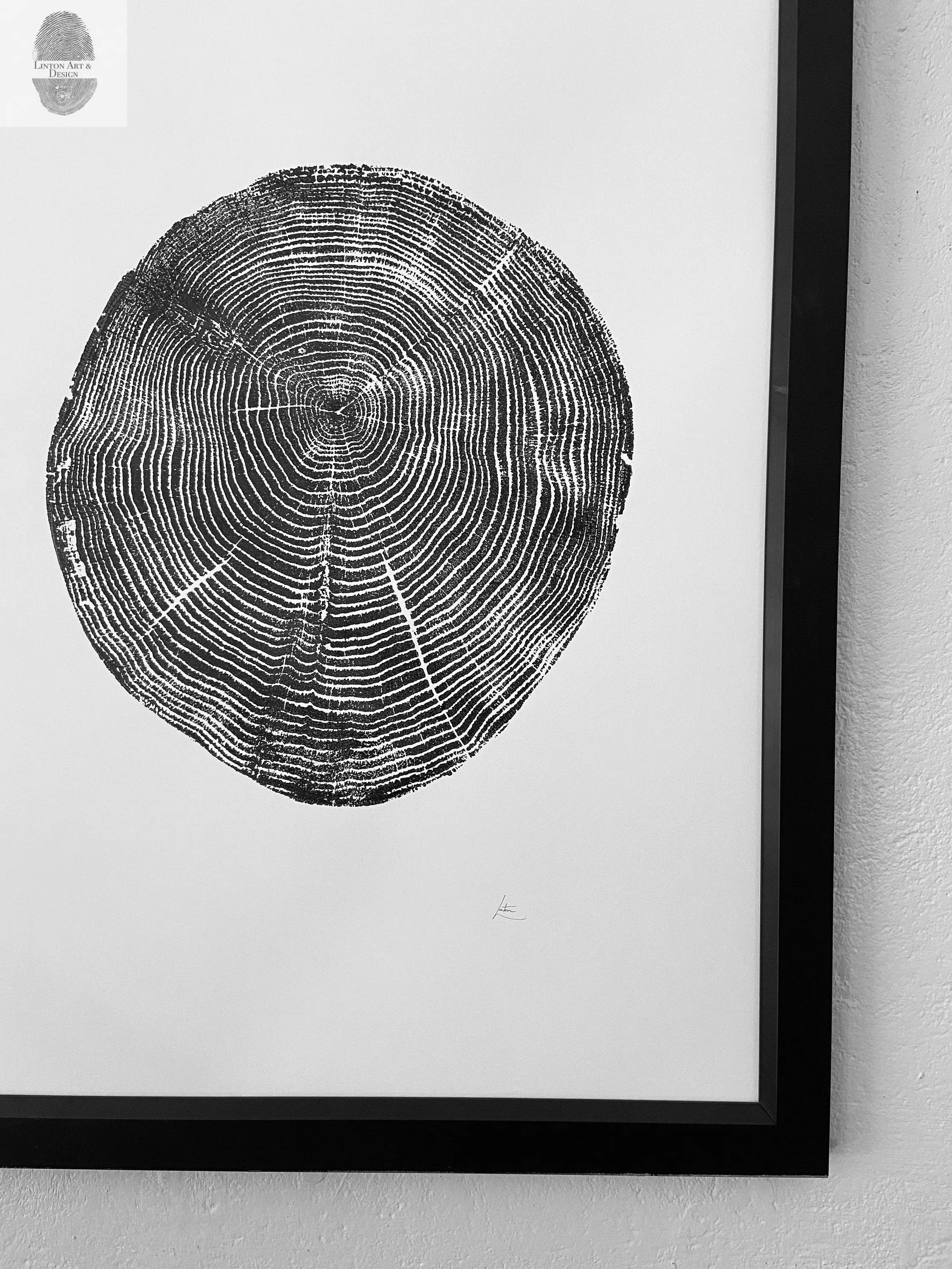 Long Island, NY, Oak tree art, Oak tree ring print, Tree stump art print, Original Woodcut, Woodblock print, Linton Art lintonart
