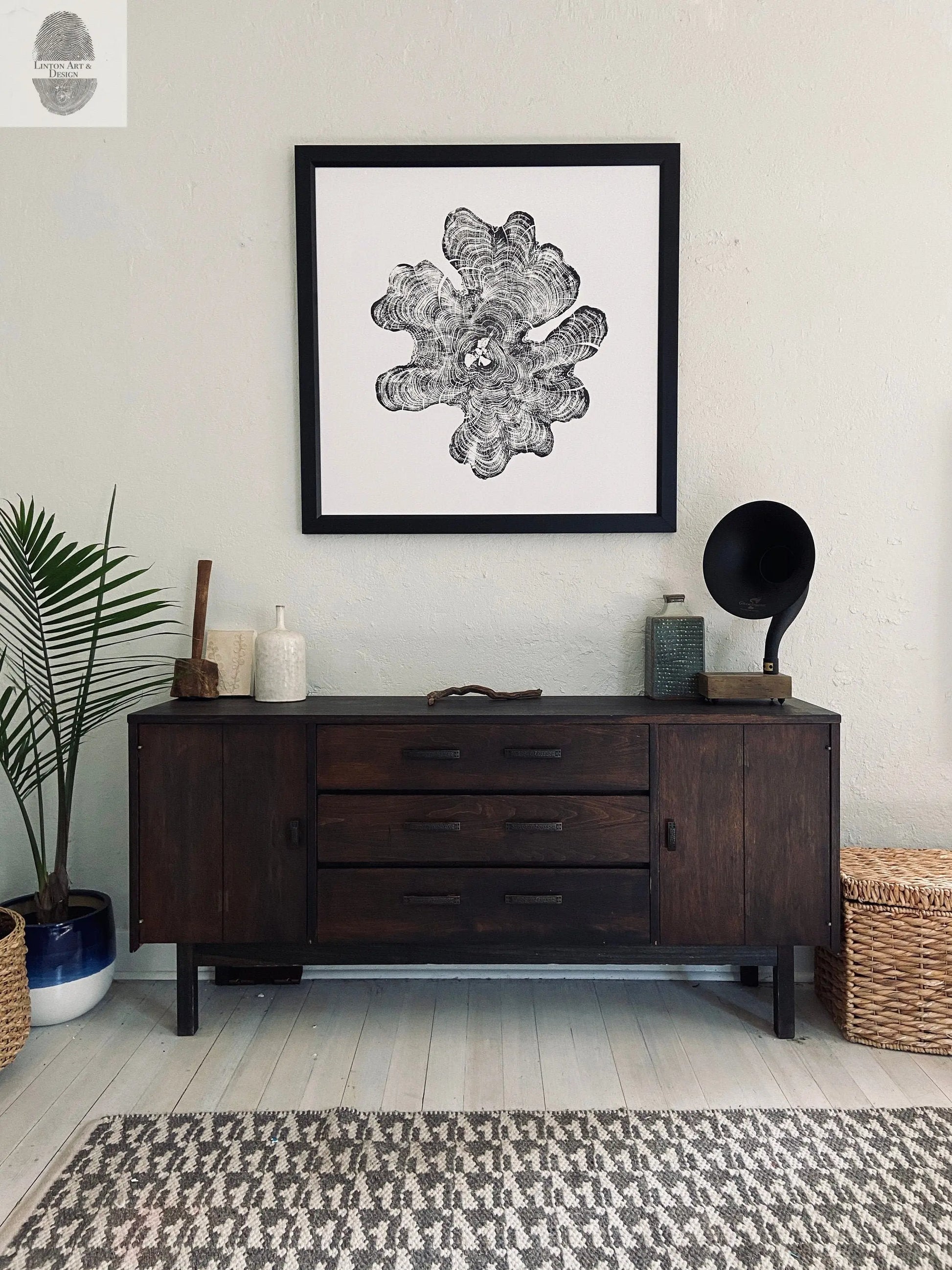 Maine Art, New England Art, York Maine, Downeast Maine, Tree ring Print, Woodcut Print lintonart