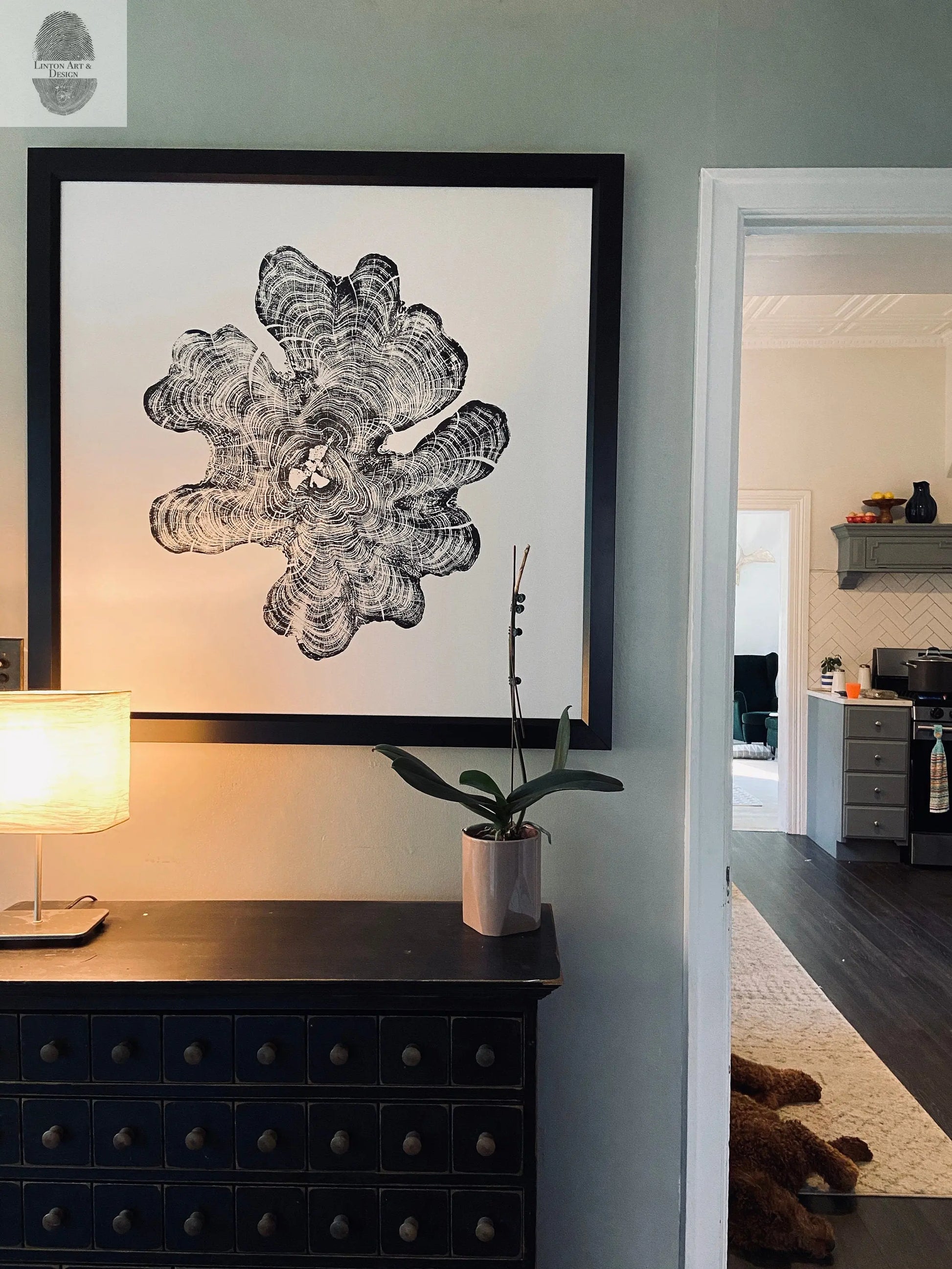 Maine Art, New England Art, York Maine, Downeast Maine, Tree ring Print, Woodcut Print lintonart
