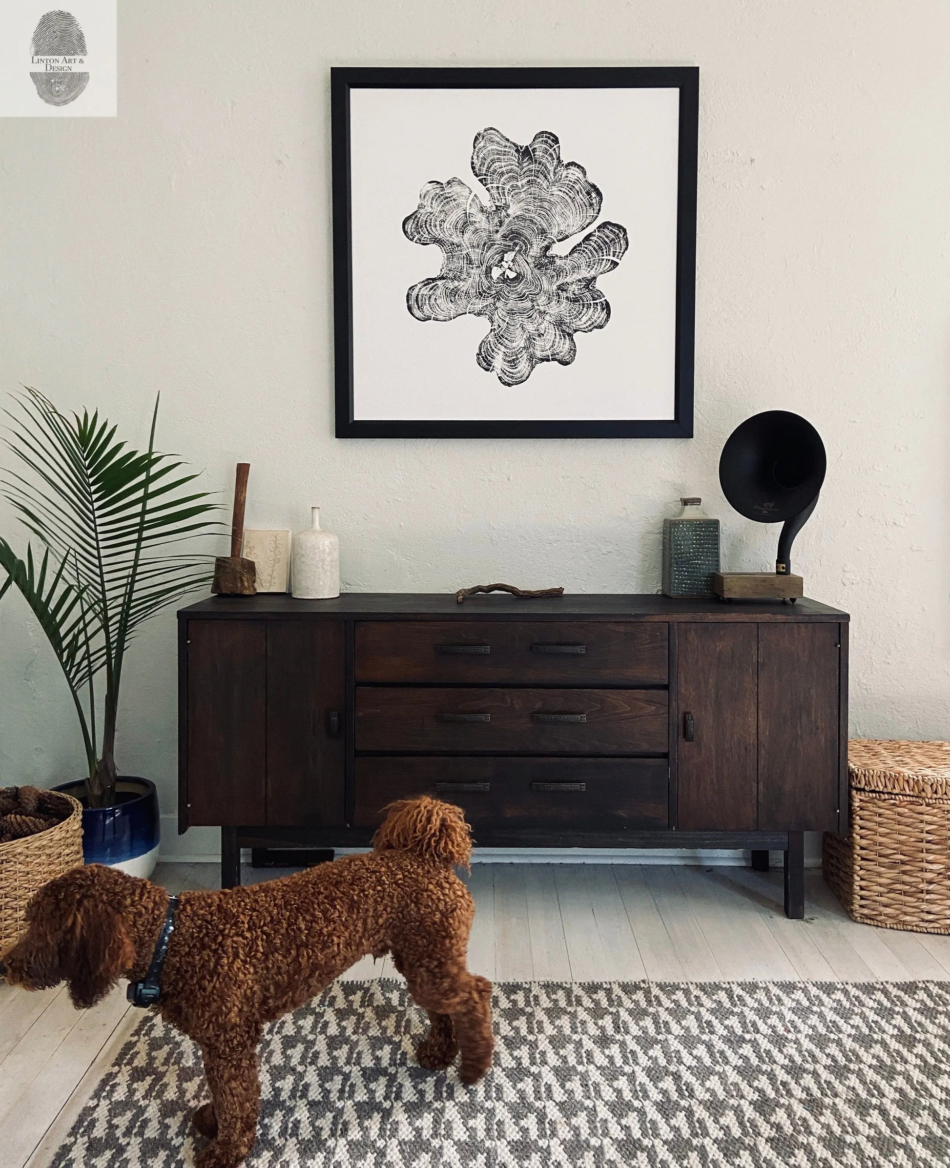 Maine Art, New England Art, York Maine, Downeast Maine, Tree ring Print, Woodcut Print lintonart