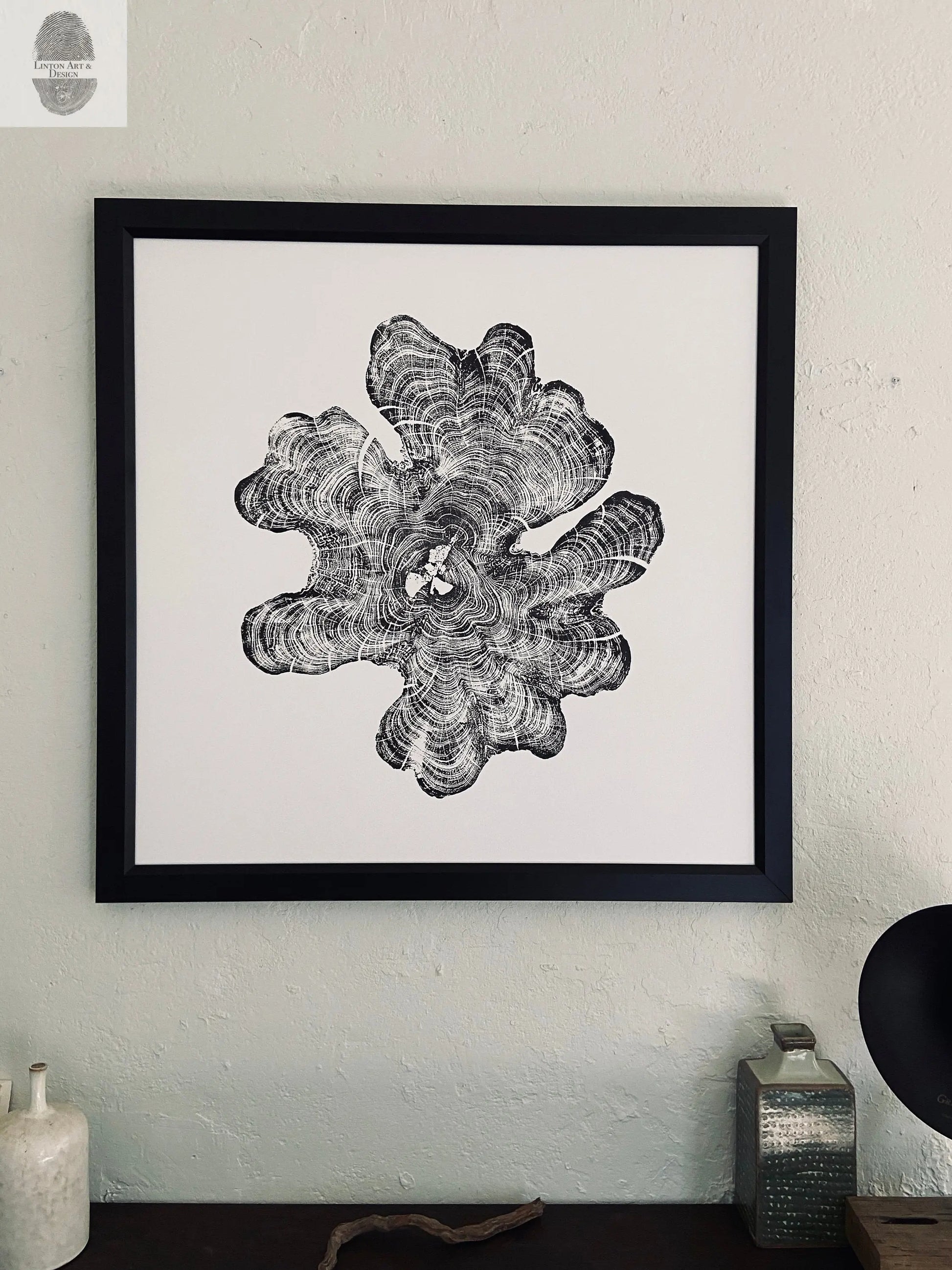 Maine Art, New England Art, York Maine, Downeast Maine, Tree ring Print, Woodcut Print lintonart