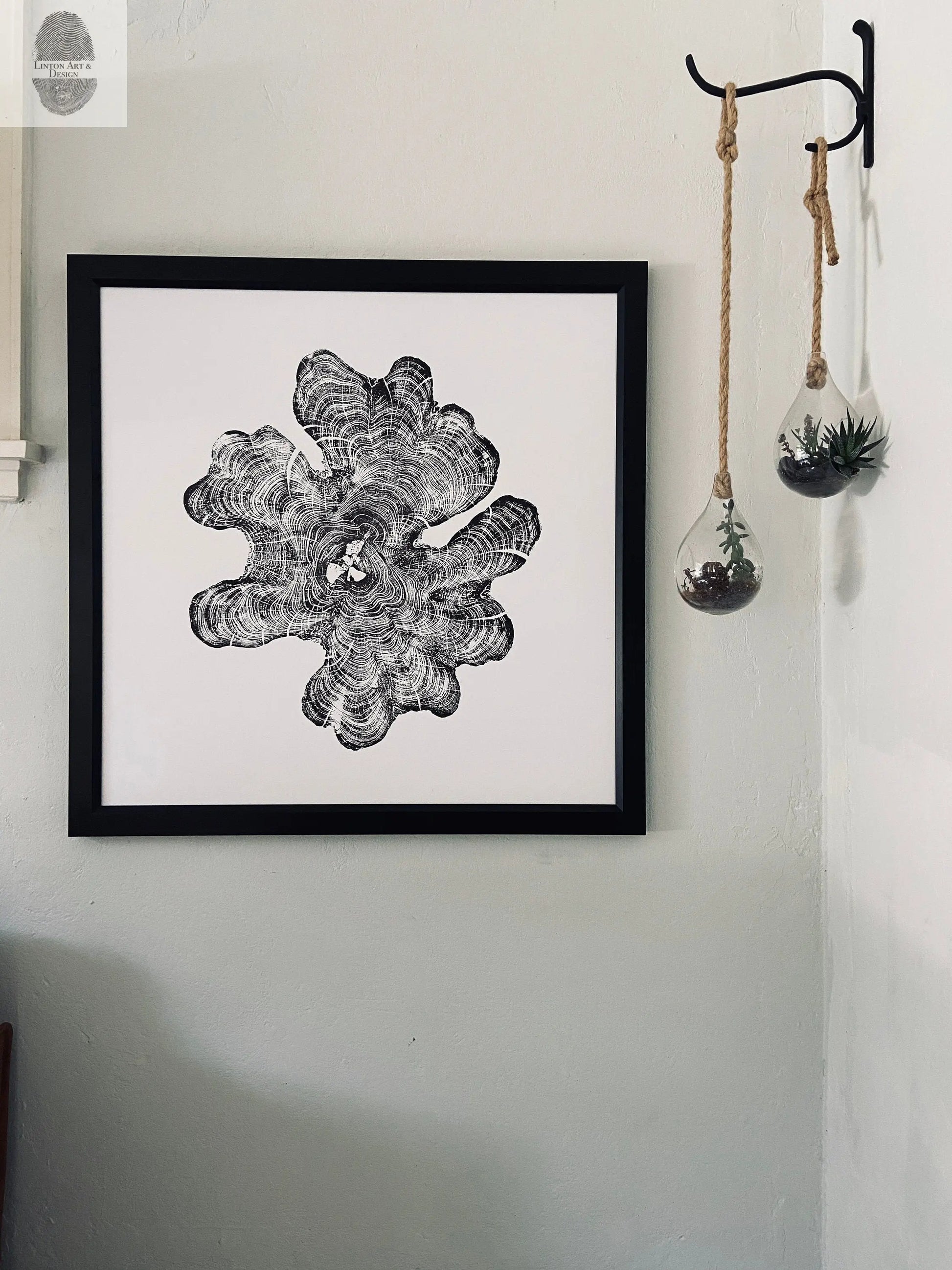 Maine Art, New England Art, York Maine, Downeast Maine, Tree ring Print, Woodcut Print lintonart