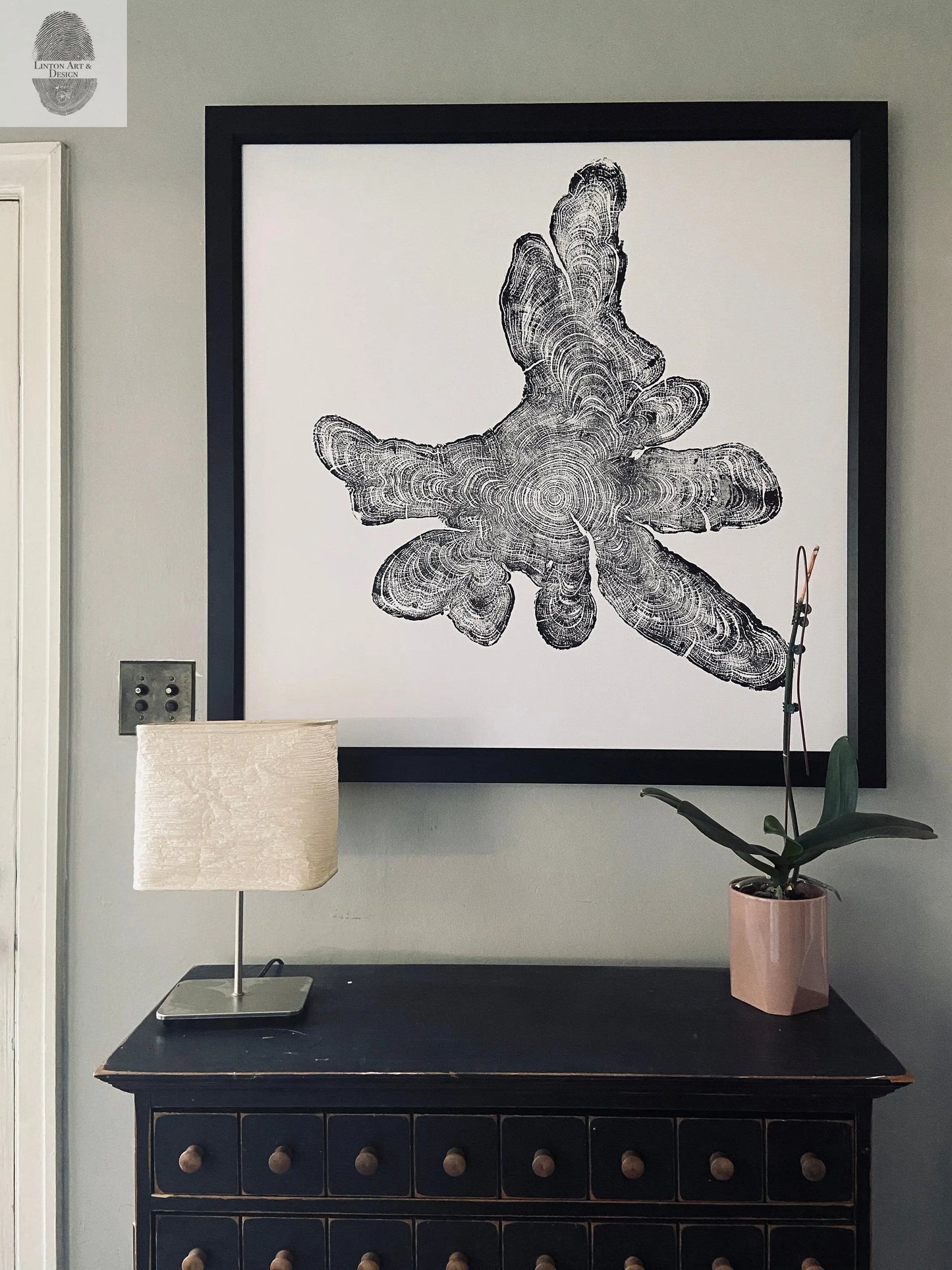 New York, Adirondack Mountains, Woodcut Print, Natural Wood Slices, Huge Wall Art, 36x36 inches lintonart