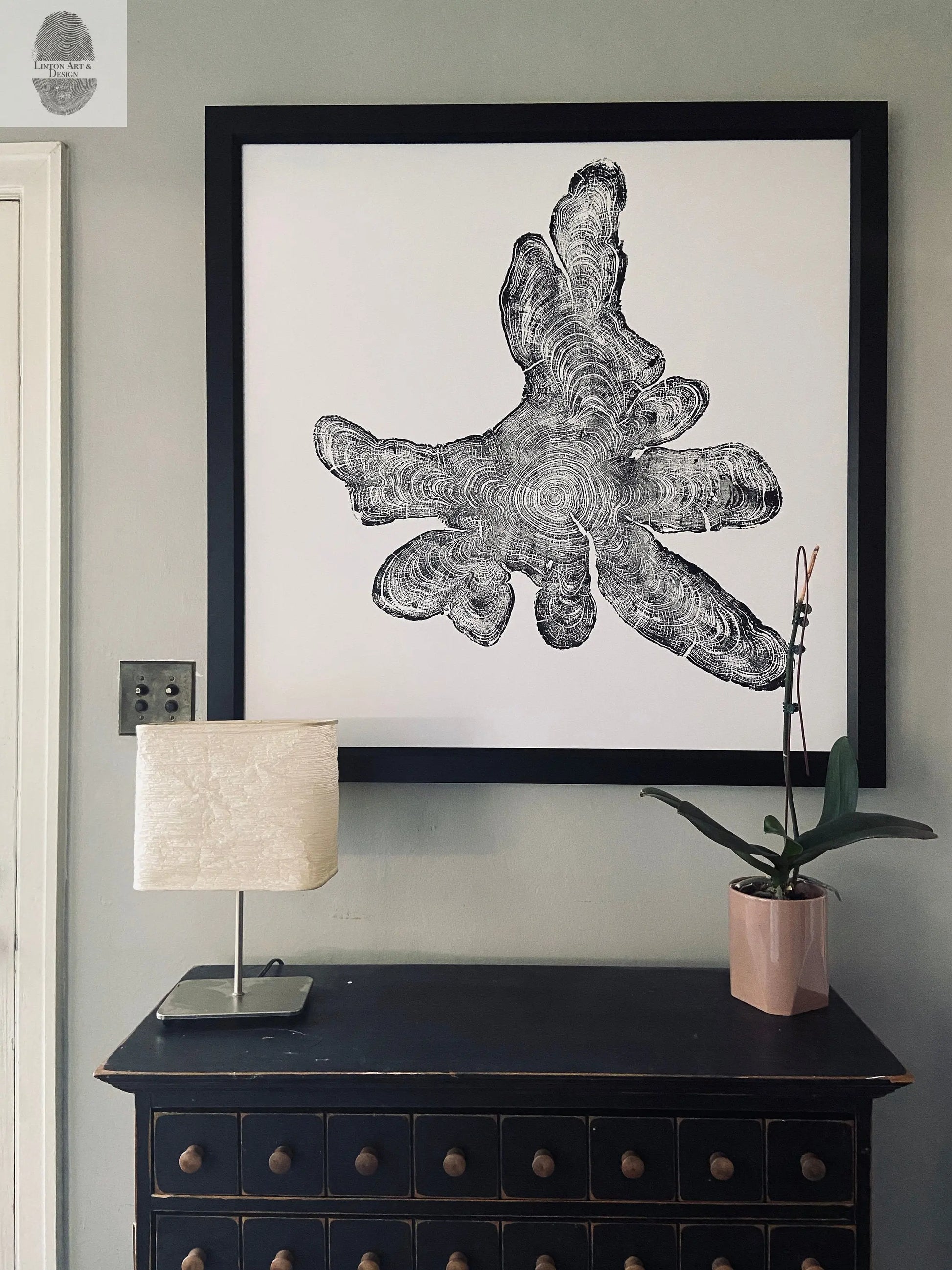 New York, Adirondack Mountains, Woodcut Print, Natural Wood Slices, Huge Wall Art, 36x36 inches lintonart