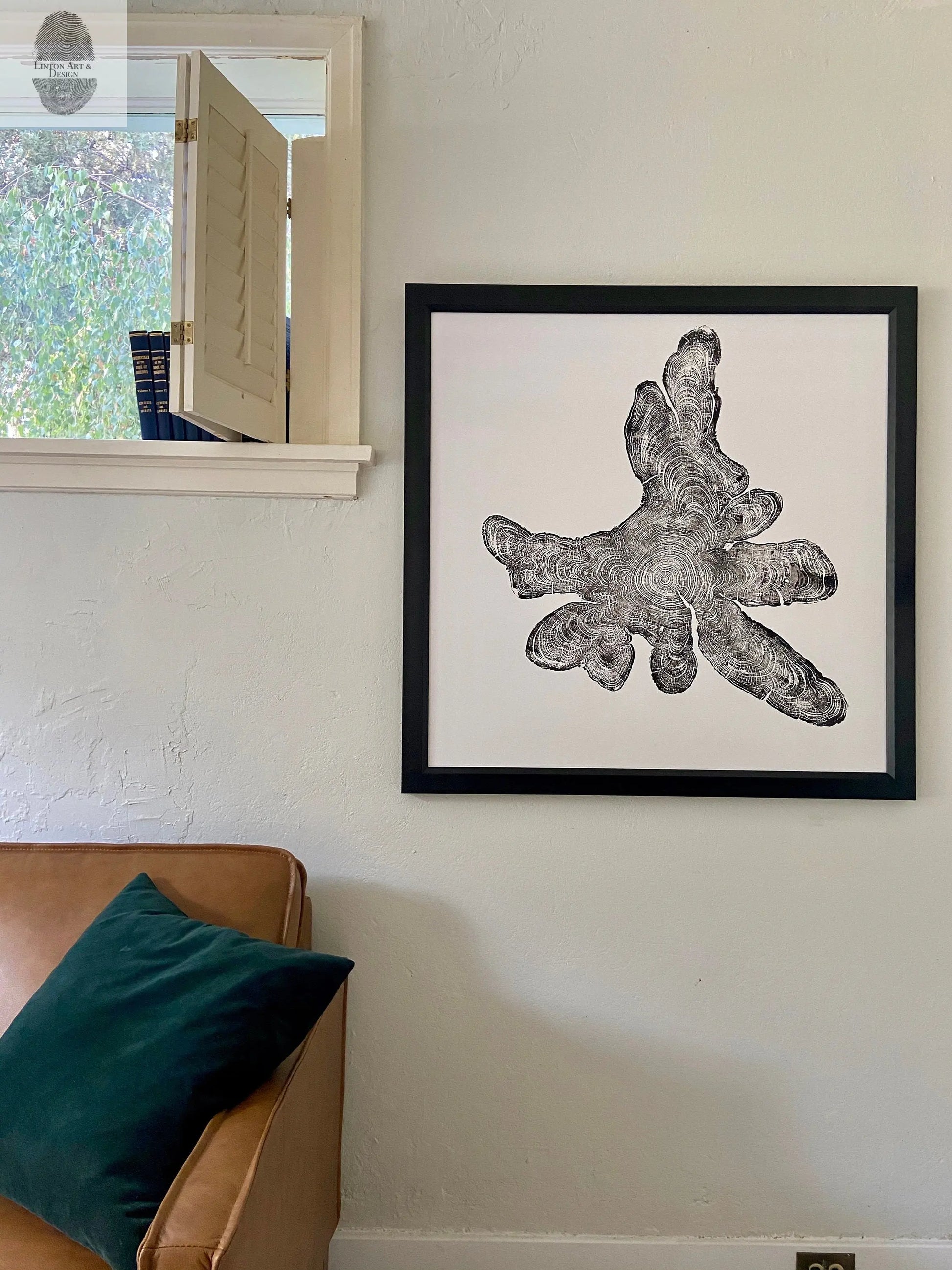 New York, Adirondack Mountains, Woodcut Print, Natural Wood Slices, Huge Wall Art, 36x36 inches lintonart