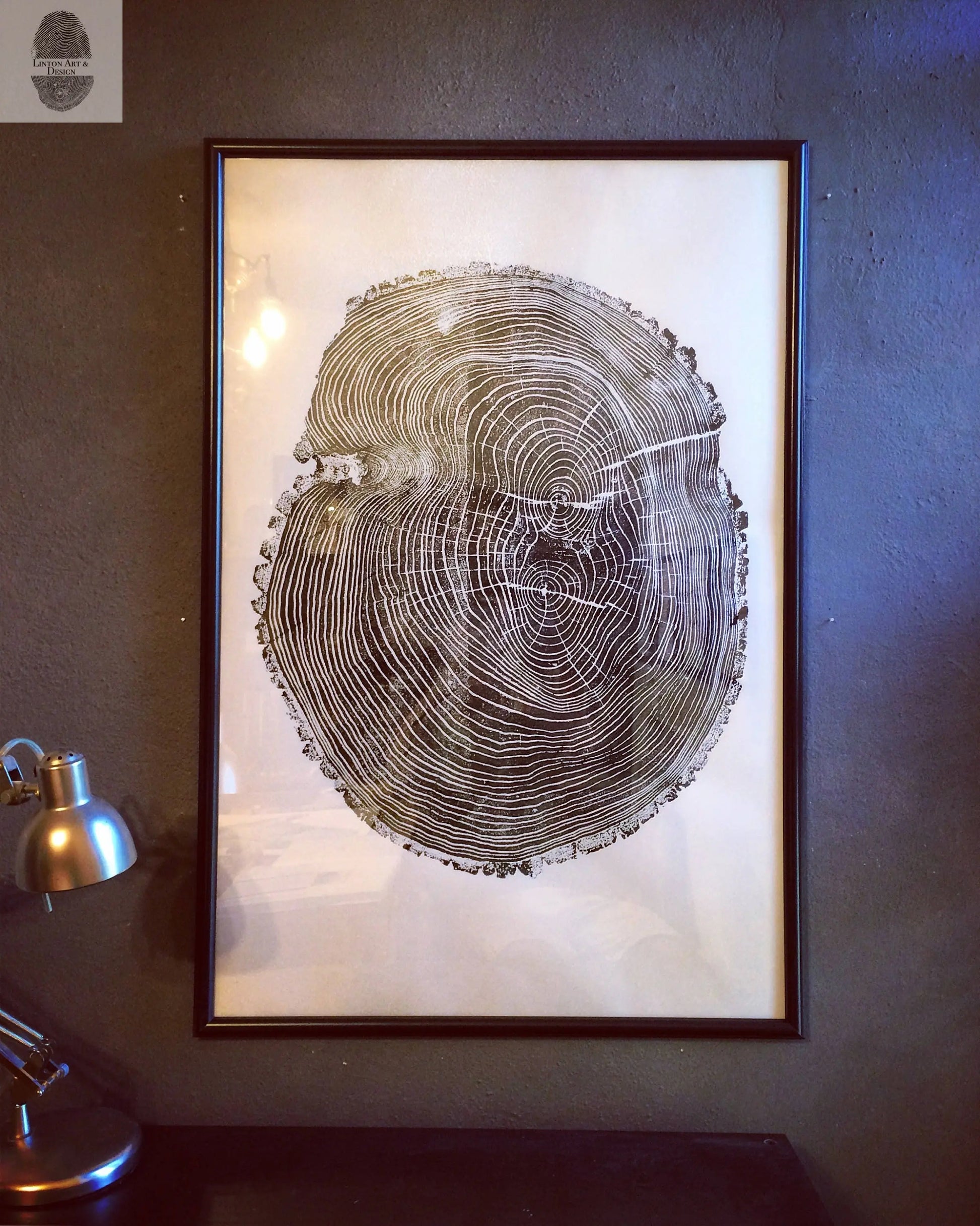 Ohio State, Ash Tree, Tree ring print, woodcut print, Lumber, Live edge, Biology Gifts, Arborist, Signed Original - 24x36 print lintonart