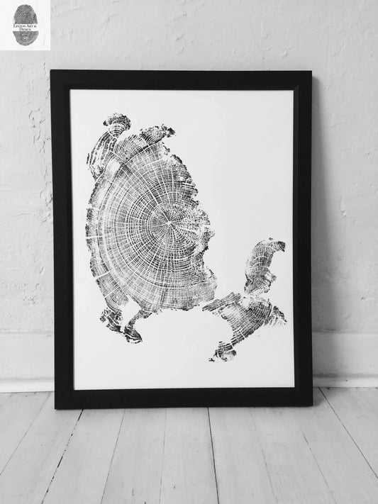 Oregon Coast, Cannon Beach, Driftwood Wall Art, Tree Ring Print, Cascade Mountains, Woodcut Art lintonart