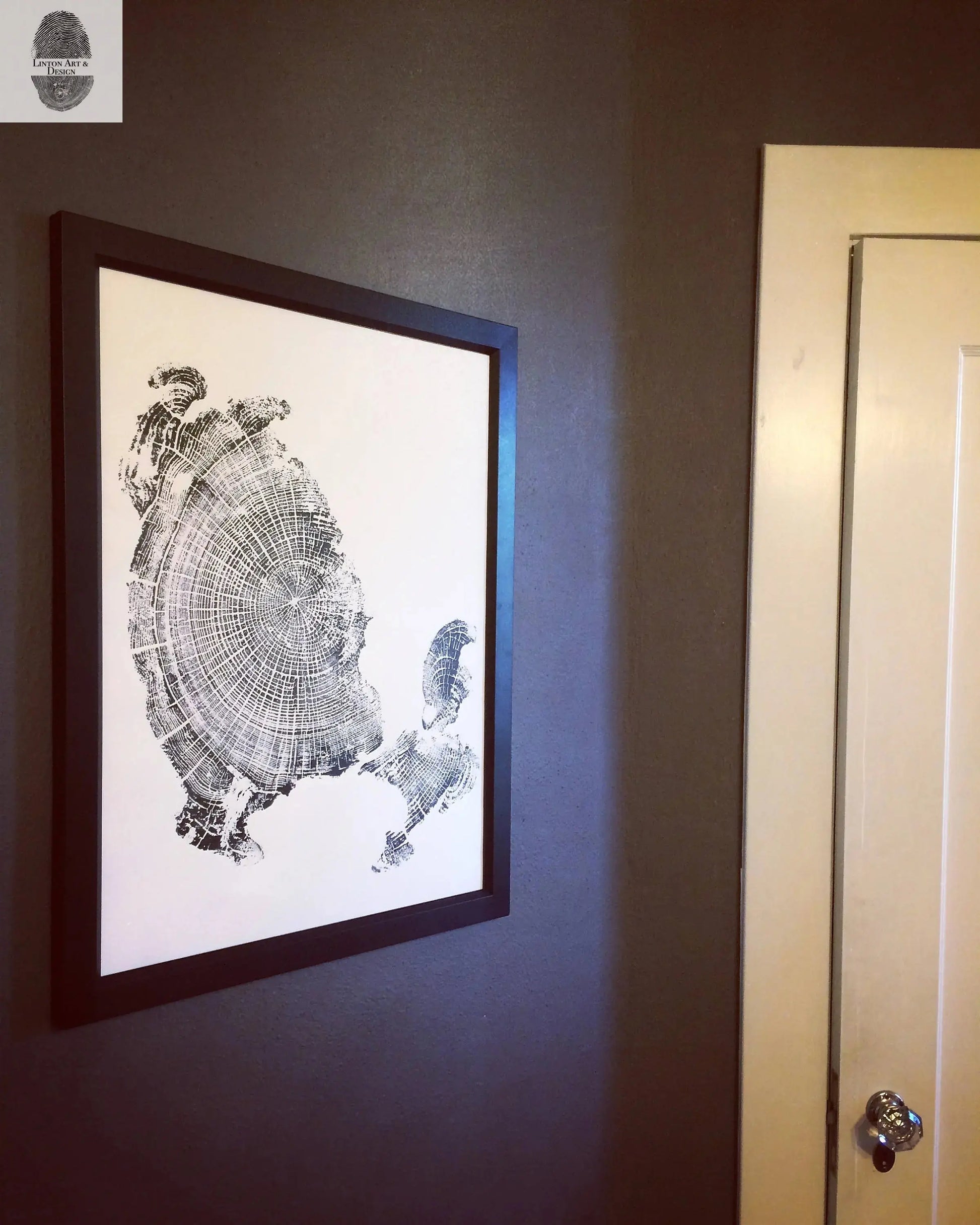 Oregon Coast, Cannon Beach, Driftwood Wall Art, Tree Ring Print, Cascade Mountains, Woodcut Art lintonart