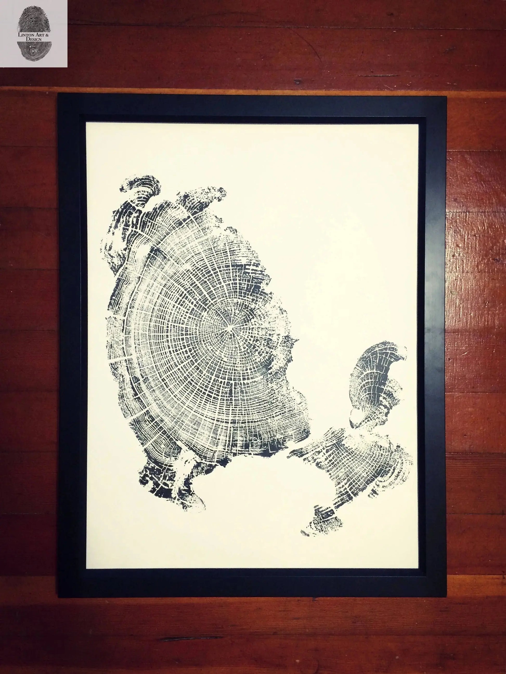 Oregon Coast, Cannon Beach, Driftwood Wall Art, Tree Ring Print, Cascade Mountains, Woodcut Art lintonart