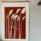 Pampas Grass Hand Pressed Botanical Monoprint on Burnt Umber - giclee print lintonart