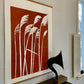 Pampas Grass Hand Pressed Botanical Monoprint on Burnt Umber - giclee print lintonart