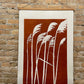 Pampas Grass Hand Pressed Botanical Monoprint on Burnt Umber - giclee print lintonart