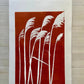Pampas Grass Hand Pressed Botanical Monoprint on Burnt Umber - giclee print lintonart