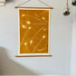 Peacock Feather Collage Monoprint in Yellow Gold - giclee print lintonart