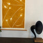 Peacock Feather Collage Monoprint in Yellow Gold - giclee print lintonart