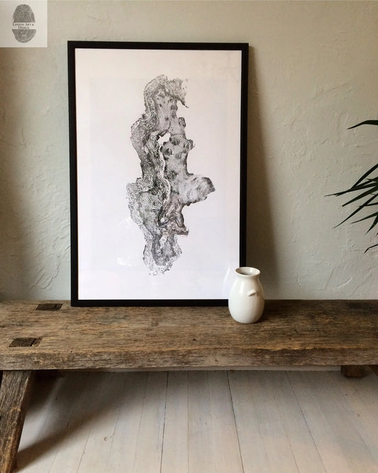 Redwood Burl, Tree Ring Print, Woodcut print, Tree of Life, , 24x36 print, Signed original Print lintonart
