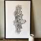 Redwood Burl, Tree Ring Print, Woodcut print, Tree of Life, , 24x36 print, Signed original Print lintonart