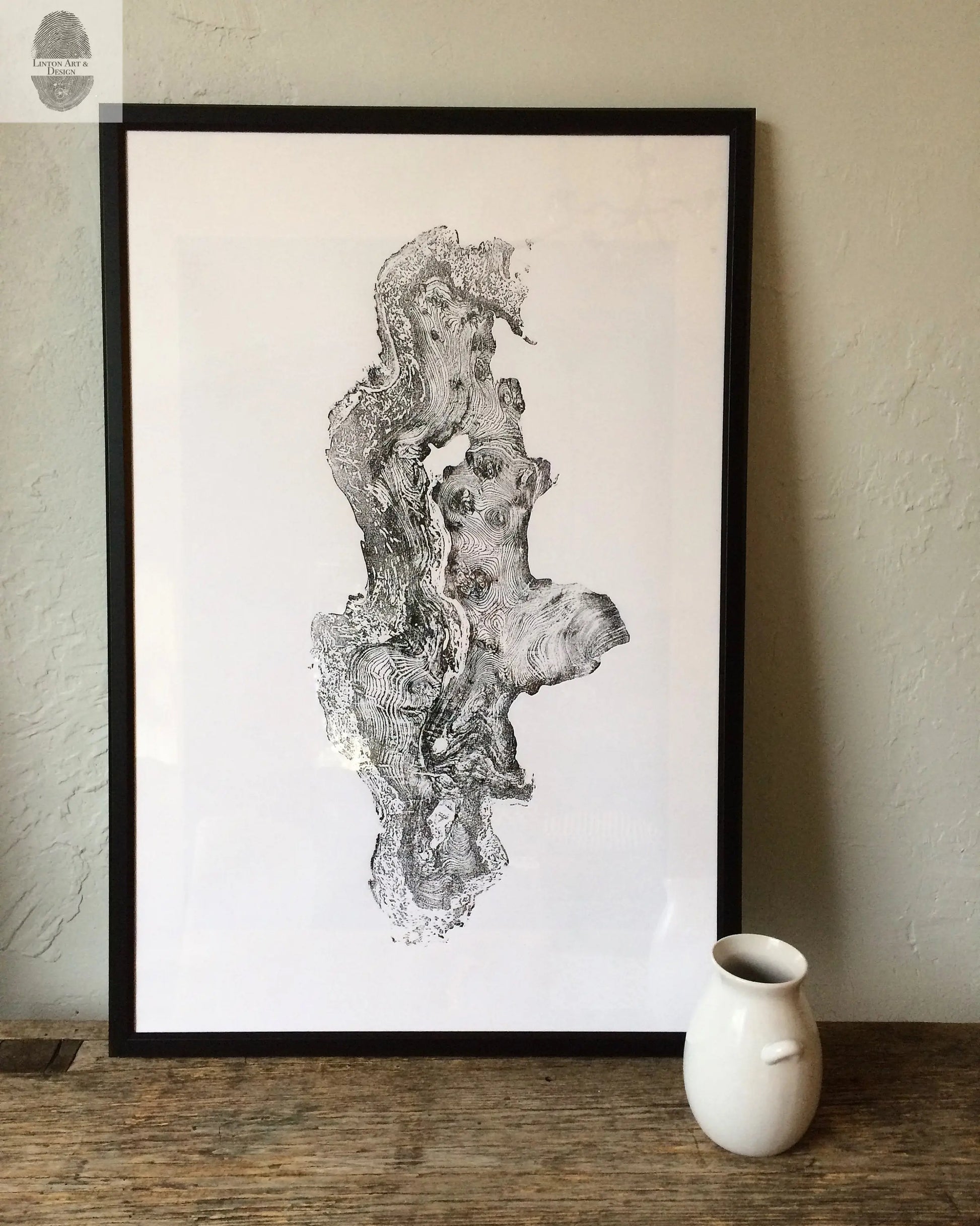 Redwood Burl, Tree Ring Print, Woodcut print, Tree of Life, , 24x36 print, Signed original Print lintonart