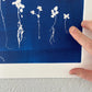 Sapplings and Roots Hand Pressed Botanical Monoprint on Blue - 11x14 giclee print lintonart