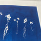 Sapplings and Roots Hand Pressed Botanical Monoprint on Blue - 11x14 giclee print lintonart