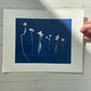 Sapplings and Roots Hand Pressed Botanical Monoprint on Blue - 11x14 giclee print lintonart