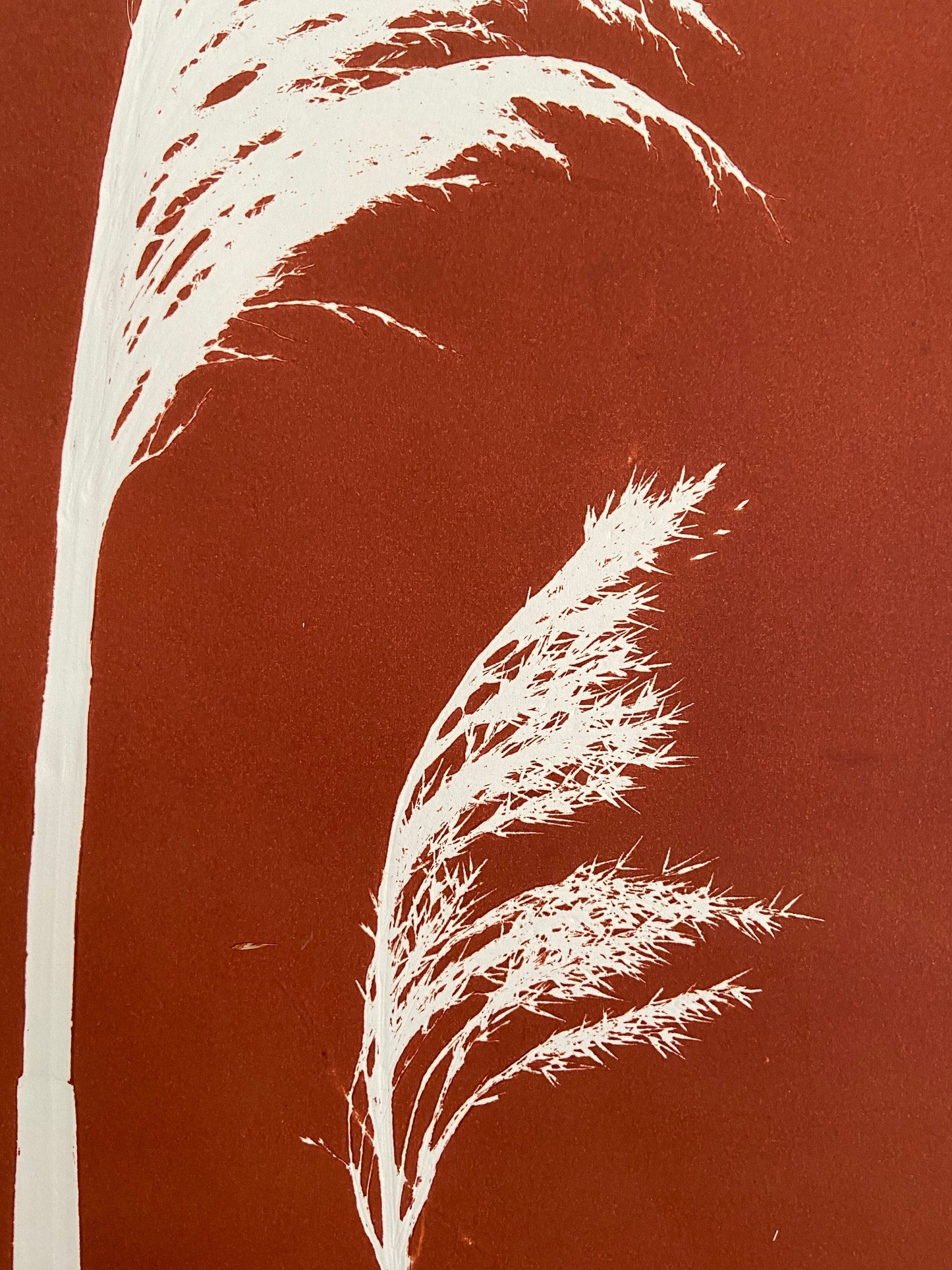 Thistle and Pampas Grass Hand Pressed Monoprint - giclee print