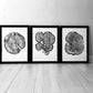Three Panel Wall Art, Tree Blocks, Woodcut print, Tree hugger gift, Signed Original 18x24 inches lintonart