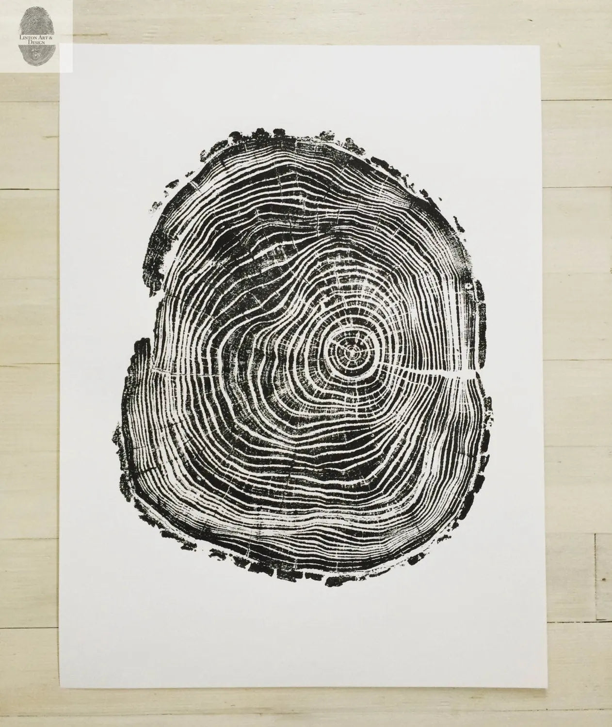 Three Panel Wall Art, Tree Blocks, Woodcut print, Tree hugger gift, Signed Original 18x24 inches lintonart