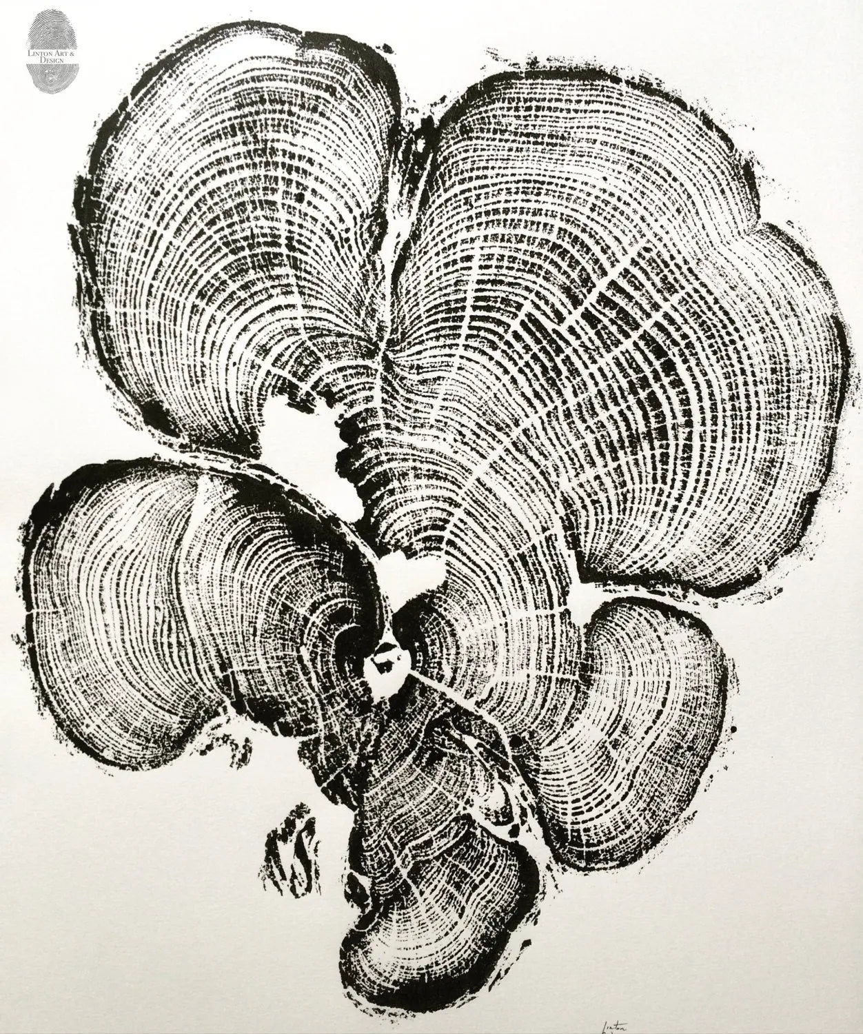 Three Panel Wall Art, Tree Blocks, Woodcut print, Tree hugger gift, Signed Original 18x24 inches lintonart