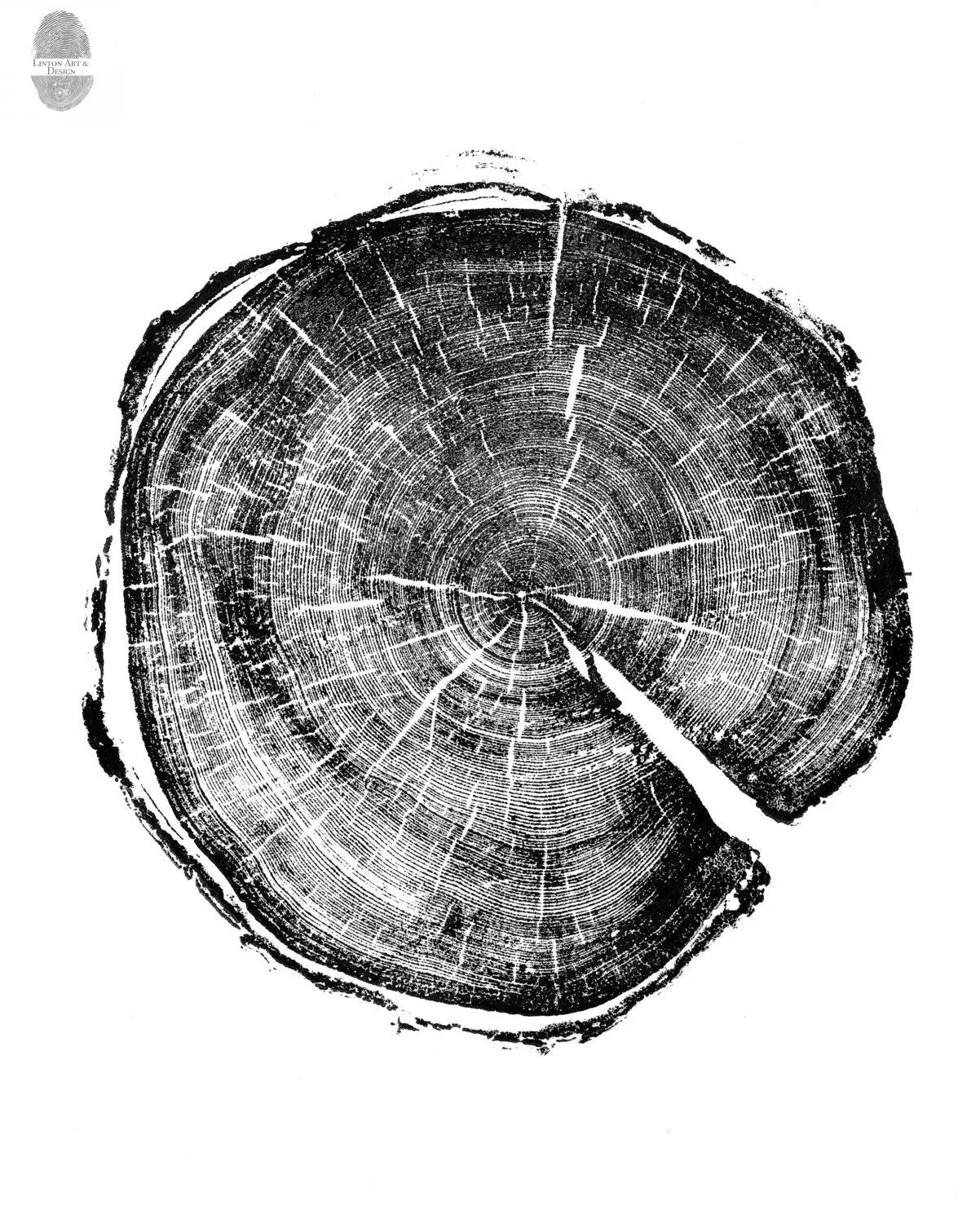 Three Panel Wall Art, Tree Blocks, Woodcut print, Tree hugger gift, Signed Original 18x24 inches lintonart