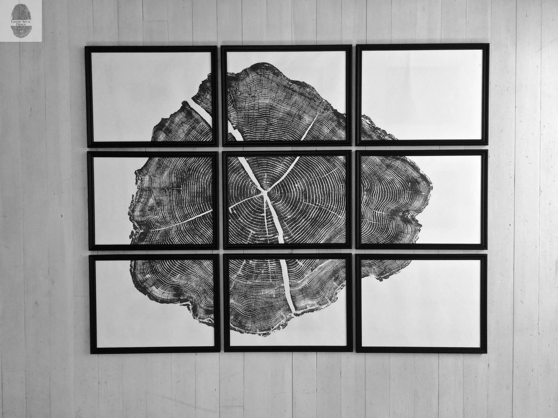 Tree ring prints, Set of 9 prints, Log ring art, gallery wall art, Locust Tree, Tree print art, Huge wall art, Christmas wall art, art gifts lintonart