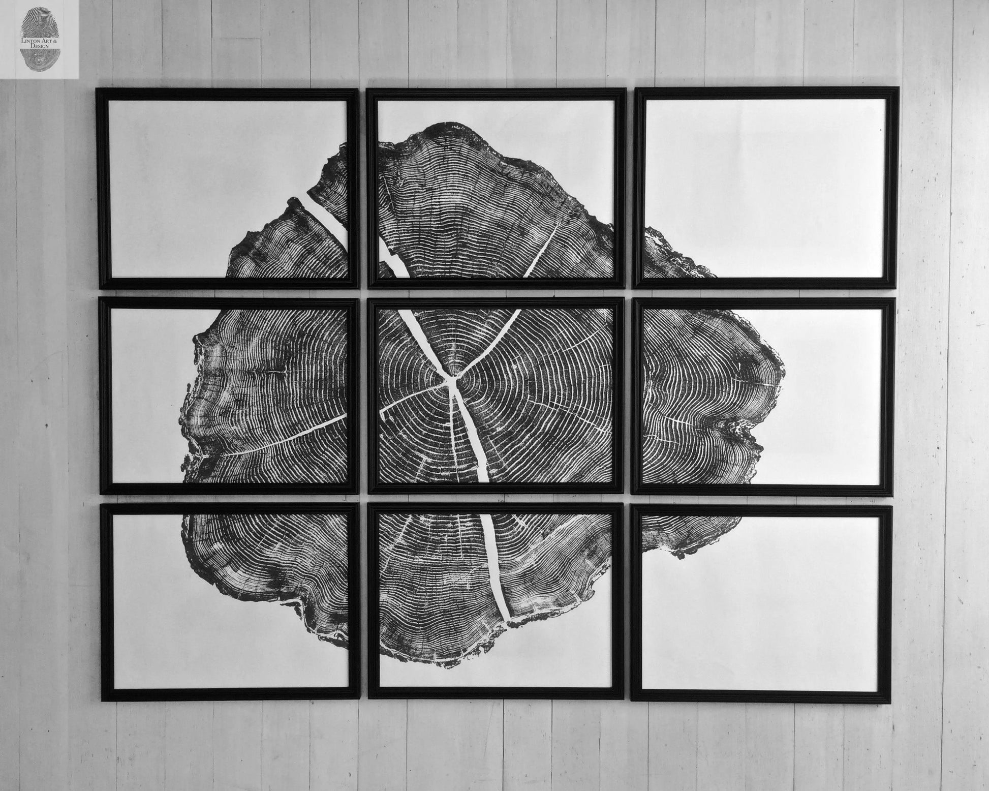 Tree ring prints, Set of 9 prints, Log ring art, gallery wall art, Locust Tree, Tree print art, Huge wall art, Christmas wall art, art gifts lintonart