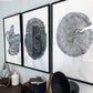 Tree rings Print, Three Panel Wall Art, Woodcut print, Lumber, Tree of Life, Sacred Geometry, Live Edge, Shabby Tree, Each 24x36 inches lintonart