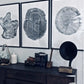 Tree rings Print, Three Panel Wall Art, Woodcut print, Lumber, Tree of Life, Sacred Geometry, Live Edge, Shabby Tree, Each 24x36 inches lintonart