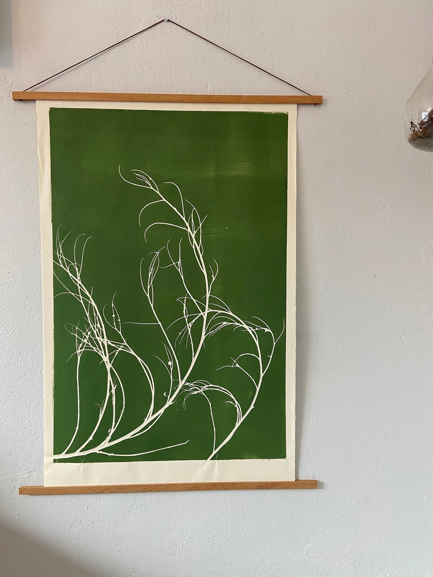 Tumbleweed Hand Pressed Botanical Monoprint on Green - giclee print