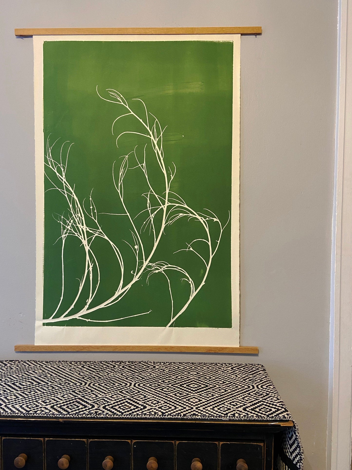 Tumbleweed Hand Pressed Botanical Monoprint on Green - giclee print