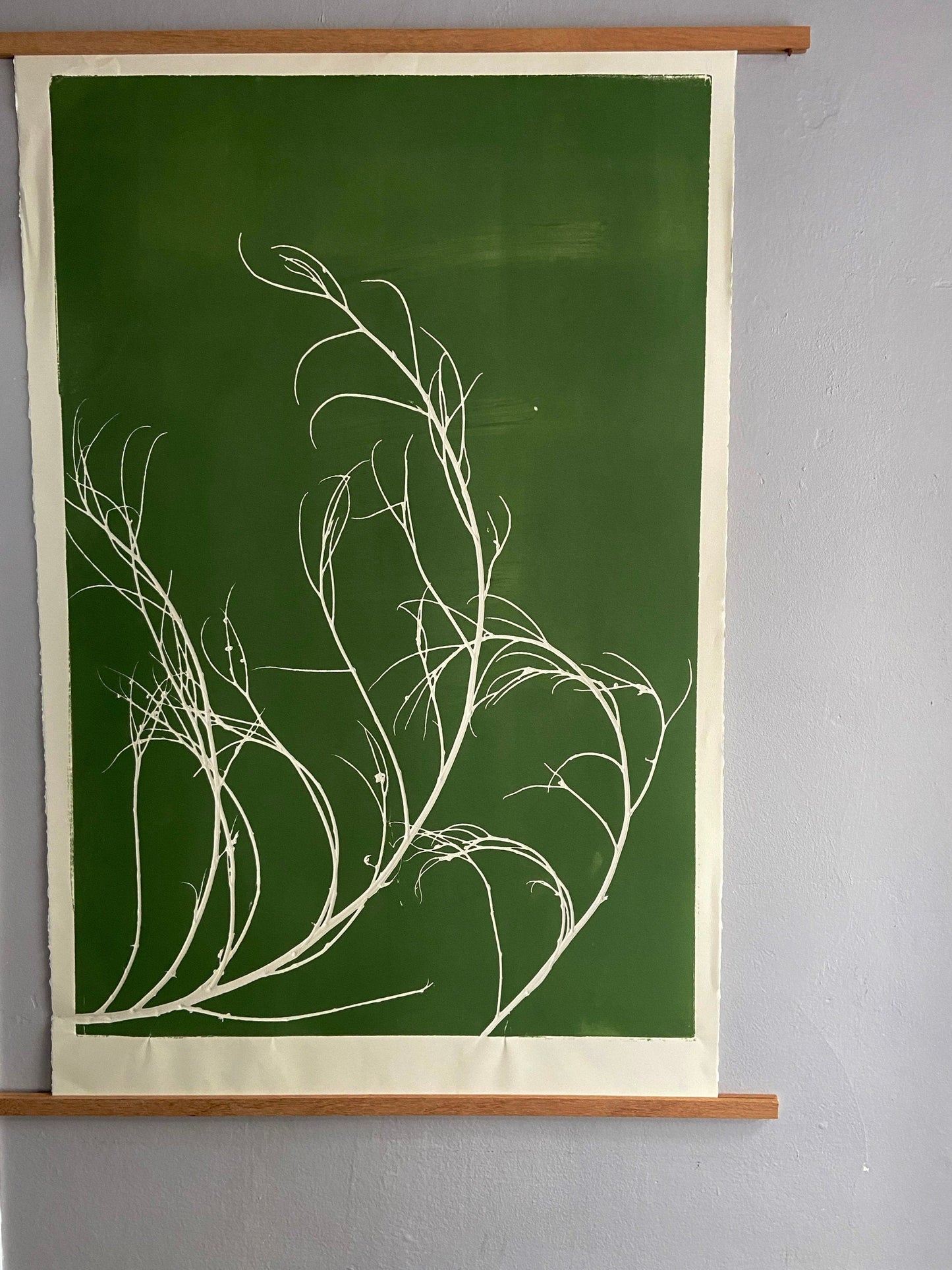 Tumbleweed Hand Pressed Botanical Monoprint on Green - giclee print