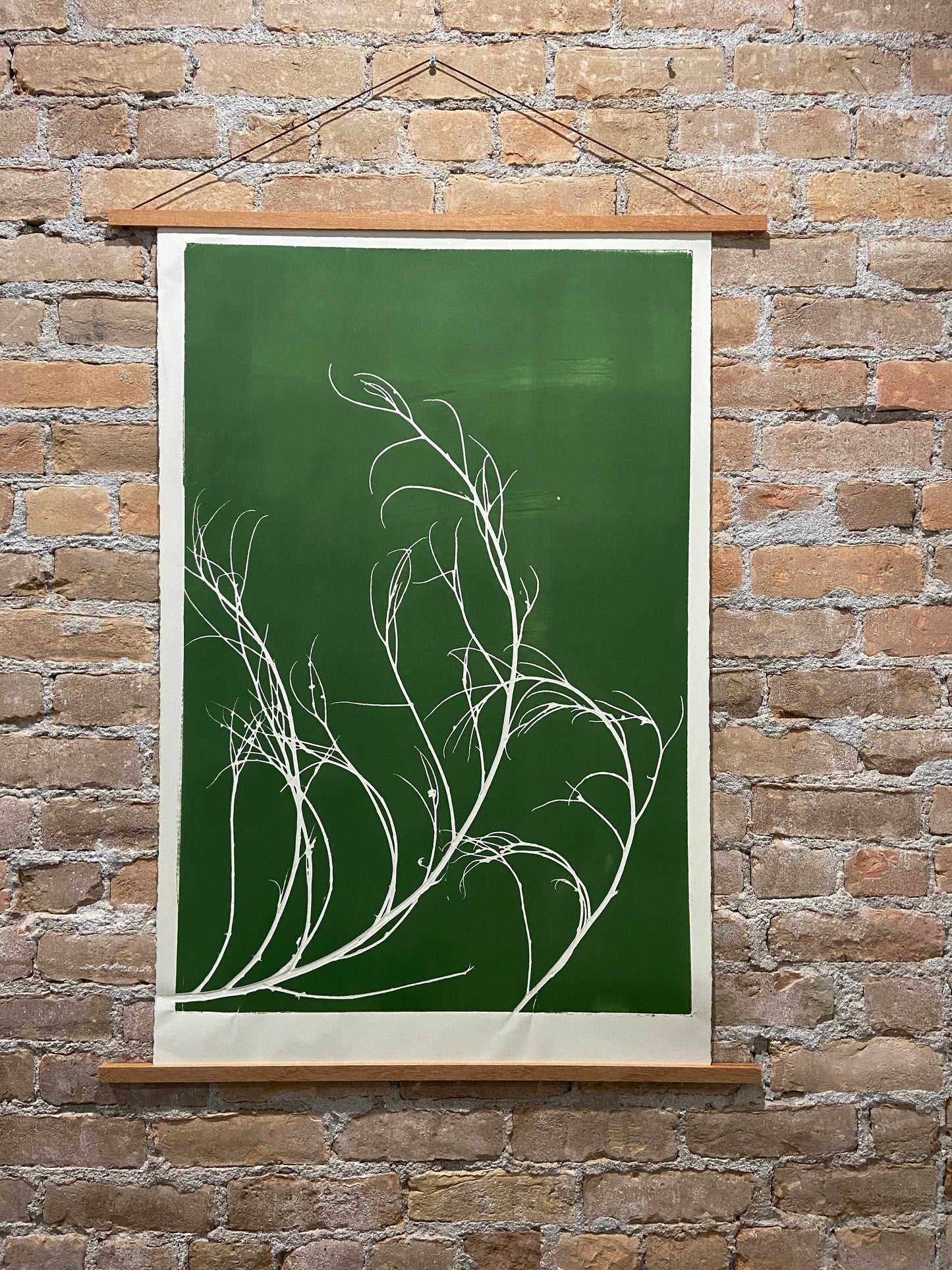 Tumbleweed Hand Pressed Botanical Monoprint on Green - giclee print
