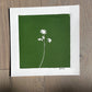 Wild Flower Hand Pressed Botanical Monotype on Green - Original Print 8x8 inches