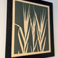 Reed Grass Hand Pressed Botanical Monoprint in Pine Green on Toned Paper - Original Print 16x20 inches