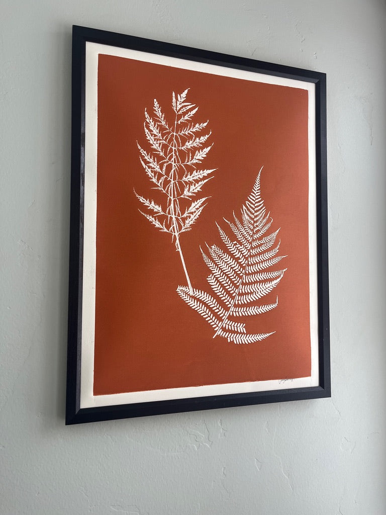 Ferns Hand-Pressed Botanical Monotype on Copper - Original Print 18x24 inches