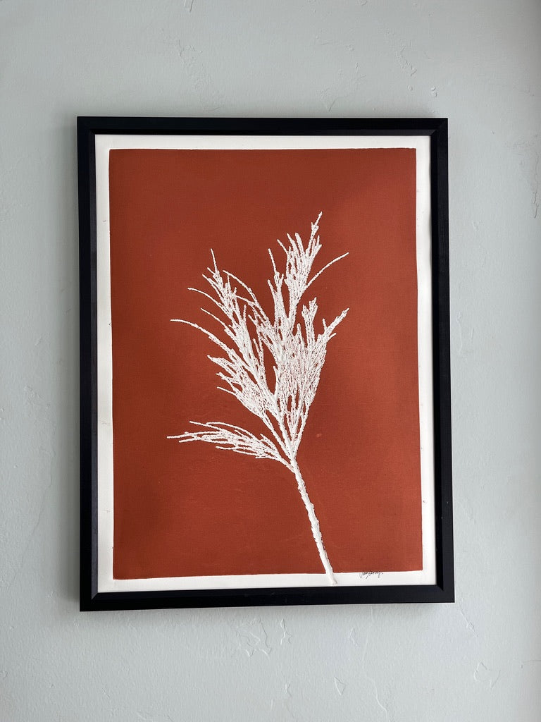 Sequoia Branch Hand-Pressed Botanical Monotype on Copper - Original Print 18x24 inches