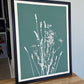 Lavender & Baby's Breath Collage Hand-Pressed Botanical Monotype on Sage Green - Original Print 18x24 inches